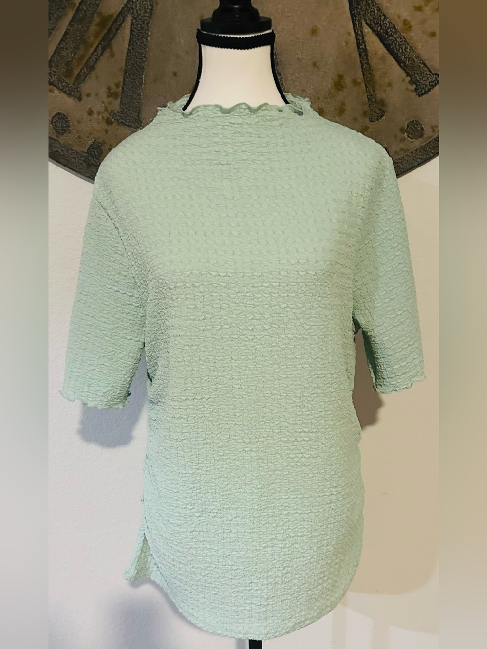 a new day Mint Green Textured Short Sleeve Top